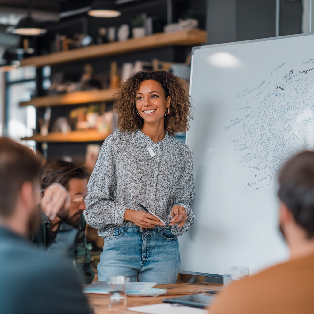 Business coach explaining concepts